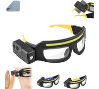 Pnedeodm Rechargeable LED Headlight Glasses with Motion Sensor, Anti LED Headlight Glare Glasses, Touch Control Rechargeable Work Light with 5 Modes for Outdoor Running Cycling Lighting (Yellow)
