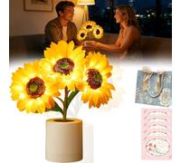 Pnedeodm Shimmering Sunflower Lamp, Touch Dimming Flower Table Lamp, Rechargeable Flower LED Lamp Night Light for Bedrooms, Artificial Sunflower LED Simulation Night Light for Mom, Friend, Wife (1Pc)