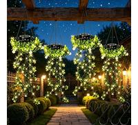 Pnedeodm Solar-Powered Hanging Milan Grass Light, Artificial Milan Grass Garden Hanging Ornaments,Ip65 Waterproof LED Solar Hanging String Lights for Patio Yard Porch Decor (4Pcs)