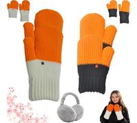 Pnedeodm Winter Goose Gloves, Cozy Thicken Fleece Furry Goose Mittens for Kids and Womens, Silly Cute Goose Gloves, Winter Novelty Stylish Color Block Glove for Xmas Gifts (Black kid, White adult)