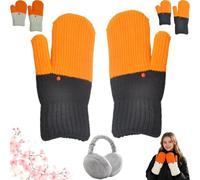 Pnedeodm Winter Goose Gloves, Cozy Thicken Fleece Furry Goose Mittens for Kids and Womens, Silly Cute Goose Gloves, Winter Novelty Stylish Color Block Glove for Xmas Gifts (Black, Kid)