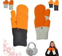 Pnedeodm Winter Goose Gloves, Cozy Thicken Fleece Furry Goose Mittens for Kids and Womens, Silly Cute Goose Gloves, Winter Novelty Stylish Color Block Glove for Xmas Gifts (Black adult, White kid)