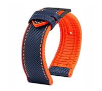 PNESHGTT 20 21 22MM Bracciale compatibile con IWC Pilot Mark 18 Spitfire Fighter Portogallo Cinturino in fibra di carbonio Nylon Gomma in tela da uomo(Blue orange-black,24mm)