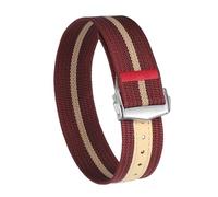 PNESHGTT Cinturino for orologio a coste con fibbia deployante in nylon da 20 mm e 22 compatibile Omega, cinturino sportivo pieghevole, uomo(Burgundy red,20mm)