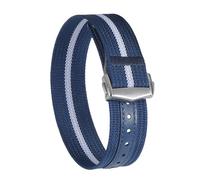 PNESHGTT Cinturino for orologio a coste con fibbia deployante in nylon da 20 mm e 22 compatibile Omega, cinturino sportivo pieghevole, uomo(Blue white,22mm)