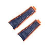 PNESHGTT Cinturino in gomma bicolore con motivo bambù morbido da 20 mm compatibile cinturino chiusura regolabile cursore for bracciale GMT Daytona(Orange Blue,50X60MM_WITHOUT BUCKLE)