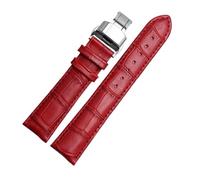 PNESHGTT Cinturino in pelle Casio Tissot da 10 mm, 12 mm, 14 mm, 15 mm, 16 mm, 18 mm, bianco, rosso, rosa, compatibile con cinturino da donna.(Red Steel Folding,20mm)