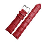 PNESHGTT Cinturino in pelle Casio Tissot da 10 mm, 12 mm, 14 mm, 15 mm, 16 mm, 18 mm, bianco, rosso, rosa, compatibile con cinturino da donna.(Red steel pin,14mm)