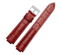PNESHGTT Cinturino in pelle compatibile con cinturino convesso for donna, 14 * 8 mm, 16 * 8 mm, 18 * 11 mm, 20 mm, accessori for orologi(Red silver bucke,14X8mm)