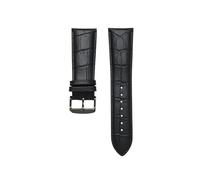 PNESHGTT Compatibile con cinturino in pelle da uomo con fibbia ad ardiglione, cinturino in alligatore da 22 mm a 28 mm(Black black buckle,18mm)