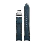 PNESHGTT Compatibile con estremità curva da 20 a 22 mm, compatibile con cinturino in pelle Rolex Daytona nero verde acqua fantasma yacht GMT fibbia a farfalla da uomo(B-Blue Silver,20mm)