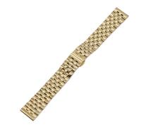 PNESHGTT Compatibile con gli accessori dell'orologio Cinturino interamente in acciaio a cinque perline Fibbia a doppia pressione fibbia a farfalla Solida catena da 10-24 mm(Gold,18mm)
