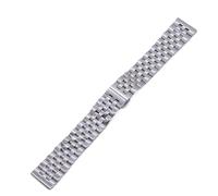 PNESHGTT Compatibile con gli accessori dell'orologio Cinturino interamente in acciaio a cinque perline Fibbia a doppia pressione fibbia a farfalla Solida catena da 10-24 mm(Silver,17mm)