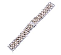 PNESHGTT Compatibile con gli accessori dell'orologio Cinturino interamente in acciaio a cinque perline Fibbia a doppia pressione fibbia a farfalla Solida catena da 10-24 mm(Silver Rose Gold,20mm)