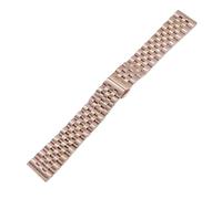 PNESHGTT Compatibile con gli accessori dell'orologio Cinturino interamente in acciaio a cinque perline Fibbia a doppia pressione fibbia a farfalla Solida catena da 10-24 mm(Rose,18mm)