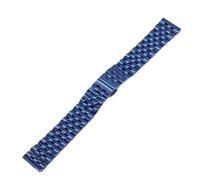 PNESHGTT Compatibile con gli accessori dell'orologio Cinturino interamente in acciaio a cinque perline Fibbia a doppia pressione fibbia a farfalla Solida catena da 10-24 mm(Blue,12mm)