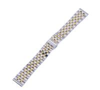 PNESHGTT Compatibile con gli accessori dell'orologio Cinturino interamente in acciaio a cinque perline Fibbia a doppia pressione fibbia a farfalla Solida catena da 10-24 mm(Silver Gold,14mm)