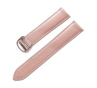 PNESHGTT Compatibile con i modelli da uomo e donna cinturino in pelle di vacchetta a grana Lychee. Sostituisce gli accessori della catena dell'orologio in Cartier SOLO London(Pink rose buckle,14mm)