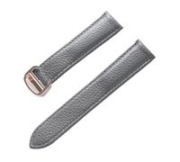 PNESHGTT Compatibile con i modelli da uomo e donna cinturino in pelle di vacchetta a grana Lychee. Sostituisce gli accessori della catena dell'orologio in Cartier SOLO London(Grey rose buckle,20mm)