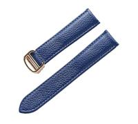 PNESHGTT Compatibile con i modelli da uomo e donna cinturino in pelle di vacchetta a grana Lychee. Sostituisce gli accessori della catena dell'orologio in Cartier SOLO London(Blue gold buckle,18mm)
