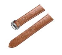 PNESHGTT Compatibile con i modelli da uomo e donna cinturino in pelle di vacchetta a grana Lychee. Sostituisce gli accessori della catena dell'orologio in Cartier SOLO London(Brown,16mm)