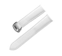 PNESHGTT Compatibile con i modelli da uomo e donna cinturino in pelle di vacchetta a grana Lychee. Sostituisce gli accessori della catena dell'orologio in Cartier SOLO London(White,18mm)