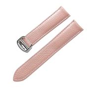 PNESHGTT Compatibile con i modelli da uomo e donna cinturino in pelle di vacchetta a grana Lychee. Sostituisce gli accessori della catena dell'orologio in Cartier SOLO London(Pink,16mm)