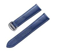 PNESHGTT Compatibile con i modelli da uomo e donna cinturino in pelle di vacchetta a grana Lychee. Sostituisce gli accessori della catena dell'orologio in Cartier SOLO London(Blue,20mm)