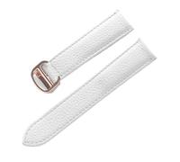 PNESHGTT Compatibile con i modelli da uomo e donna cinturino in pelle di vacchetta a grana Lychee. Sostituisce gli accessori della catena dell'orologio in Cartier SOLO London(White rose buckle,18mm)