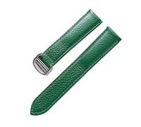 PNESHGTT Compatibile con i modelli da uomo e donna cinturino in pelle di vacchetta a grana Lychee. Sostituisce gli accessori della catena dell'orologio in Cartier SOLO London(Green,17mm)