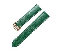 PNESHGTT Compatibile con i modelli da uomo e donna cinturino in pelle di vacchetta a grana Lychee. Sostituisce gli accessori della catena dell'orologio in Cartier SOLO London(Green gold buckle,20mm)