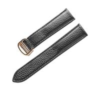 PNESHGTT Compatibile con i modelli da uomo e donna cinturino in pelle di vacchetta a grana Lychee. Sostituisce gli accessori della catena dell'orologio in Cartier SOLO London(Black gold buckle,20mm)