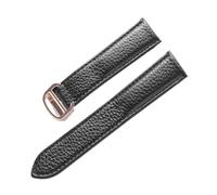 PNESHGTT Compatibile con i modelli da uomo e donna cinturino in pelle di vacchetta a grana Lychee. Sostituisce gli accessori della catena dell'orologio in Cartier SOLO London(Black rose buckle,17mm)