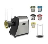 Pneterg Rastrello elettrico 6 in 1 1000W Rastrello per carote, facile da usare per tagliare le verdure, per formaggio, carote, patate, cetrioli,