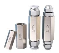 Pneumatic Check Valve 6mm 8mm 10mm 1/4 OD Hose One Way Valve Air Gas Single Way Brass Valve Air Compressor Pipe Fitting Adapter(CV-01 w BT6-01)
