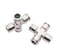 Pneumatic PZA Connector 4-8 mm OD Air Hose 304 Stainless Steel Push In Quick Connector Air Fitting Plumbing Cross 4 Ways Pipe(8mm)