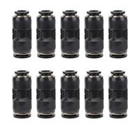 Pneumatic Reducer Connector Push in Straight Fit 360° Rotary Stainless Steel Resin Black Fitting for Mechanical Processing Medical Treatment Textiles 10Pcs (PG12-8)