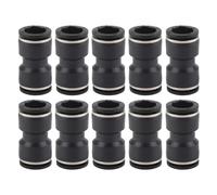 Pneumatic Reducer Connector Push in Straight Fit 360° Rotary Stainless Steel Resin Black Fitting for Mechanical Processing Medical Treatment Textiles 10Pcs (PU16-16)