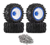 Pneumatici Con Cerchio Per SCY Per MJX Per Hyper Go 1/14-1/16 Parti | Parti RC Modifica con pneumatici gomma 90x43mm trazione affidabile e pulizia dal fango sui sentieri(Blue-White)