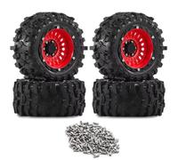 Pneumatici Con Cerchio Per SCY Per MJX Per Hyper Go 1/14-1/16 Parti | Parti RC Modifica con pneumatici gomma 90x43mm trazione affidabile e pulizia dal fango sui sentieri(Red-Black)
