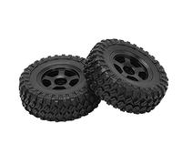 Pneumatici Crawler Cerchi in metallo a cinque razze Beadlock per veicoli Cerchi in alluminio CNC Pneumatici in gomma morbida Stabilità di presa migliorata per SCX24 90081 1/24 (Nera)