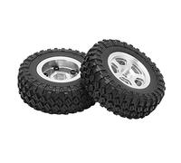 Pneumatici Crawler Cerchi in metallo a cinque razze Beadlock per veicoli Cerchi in alluminio CNC Pneumatici in gomma morbida Stabilità di presa migliorata per SCX24 90081 1/24 (Argento)