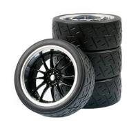 Pneumatici Gomma Ruote Plastica 68mm Per Tamiya Per TT01 Per TT02 1/10 RC | Le parti di ricambio per auto RC, il set pneumatici e ruote garantiscono un rotolamento bilanciato Ricambi