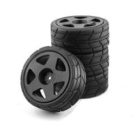 Pneumatici in Gomma RC per Tamiya per TT01 TT01E per TT02 per TT02B XV01 1/10 RC per Parti di Auto da per Corsa 65mm Pneumatico Gomma Ruota 12mm Esagonale(Type A Black)