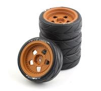 Pneumatici in Gomma RC per Tamiya per TT01 TT01E per TT02 per TT02B XV01 TA06 1/10 RC per Parti di Auto per Corsa 4 Pezzi 65mm Pneumatico Gomma Ruota 12mm Esagonale(Yellow,B)