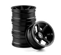 Pneumatici per Auto RC per HSP per Tamiya per HPI per Kyosho per TT02 On-Road Drift Car in Lega di Alluminio Metallo Mozzo Ruota Salire Ruota per Auto Cerchione per 1/10(Black)