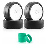 Pneumatici per Auto RC per Tamiya per TT01 TT02 XV01 PTG-2 per HPI per HSP 4 Pezzi Ruota per Pneumatici Hot Melt Ad Alta Aderenza 65 * 26mm Pneumatico per 1/10 RC per Auto(Green)