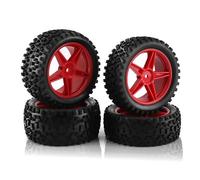 Pneumatici per Auto RC per Tamiya Wltoys 144001 Pneumatici Fuoristrada Resistenti Cerchio in Plastica Pneumatico in Gomma per Auto RC 1:10 HSP 94107 94166 94106 94155(Red)