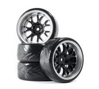 Pneumatici rc per Axial Scx10 Trx4 per Tamiya per HPI RC per Rally su per Strada Auto Pneumatico 1/10 Drift Pneumatici Ruote Mozzo 12mm Esagonale 4 Pezzi(Silver)