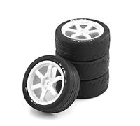 Pneumatici RC per Tamiya per TT01 per TT02 TA06 XV-01 1/10 RC per Parti di Auto per Corsa Pneumatici Bianchi su per Strada per Touring Drift Car Tire Wheel(White)
